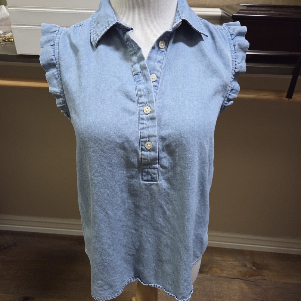 Loft Blue Ruffle Sleeve Women's Top